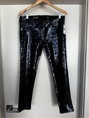 Ag Adriano Goldschmied Navy Sequin Cropped Pants- NEW!